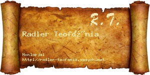 Radler Teofánia névjegykártya